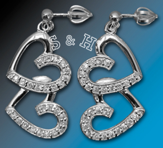 Stříbrné náušnice - srdce