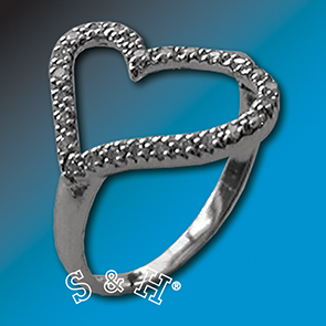 Stříbrný prsten - srdce